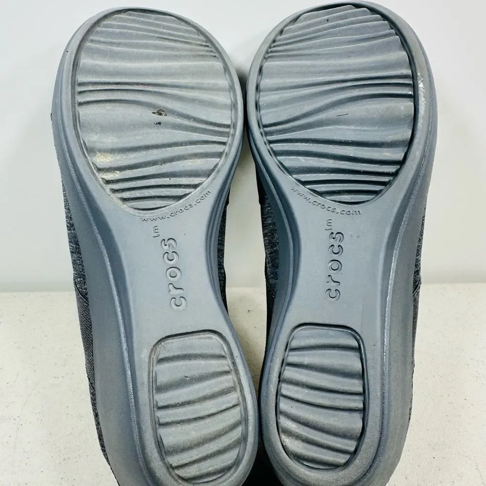 Crocs womens gray comfort wedge stretch favric shoe size 7